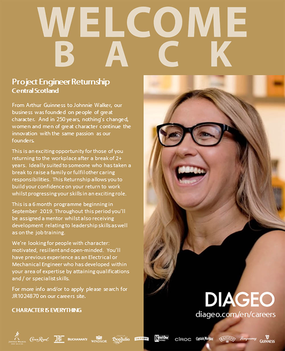 Diageo women career returners - part time flexible work jobs